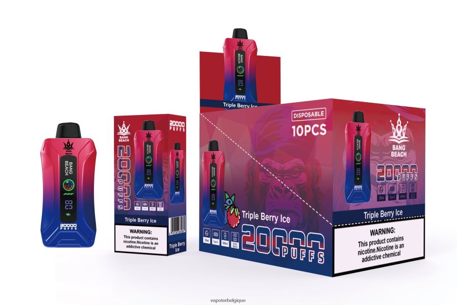Bang Beach Vape à écran intelligent de 20 000 bouffées TTX6048 - Vape En Gros glace aux trois baies