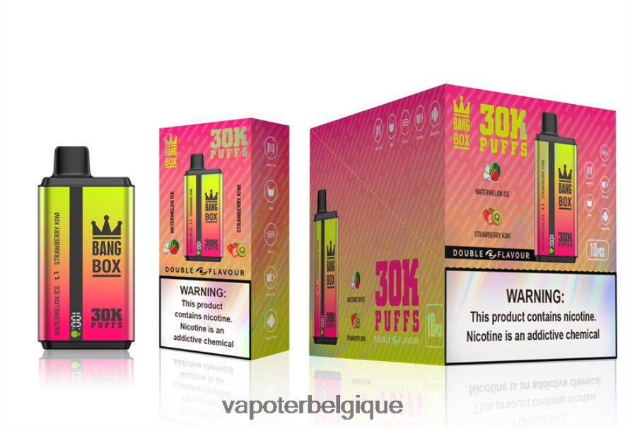 Bang Box 30 000 bouffées double saveurs TTX60462 - Vapoter Belgique glace pastèque & fraise kiwi