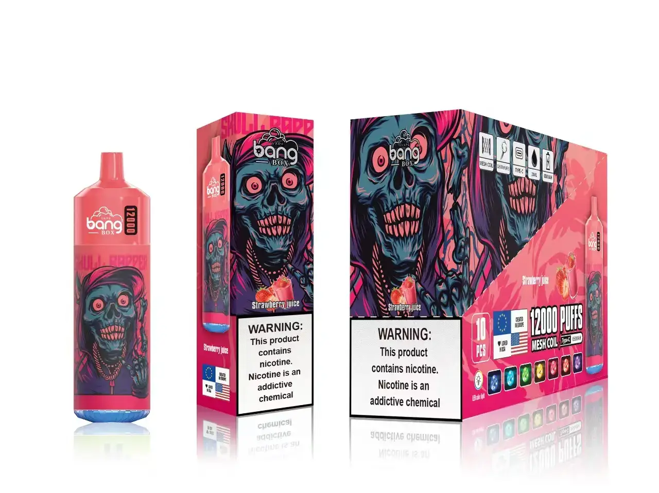 Cigarette Electronique Sans Nicotine J2D8120 | Bang Box Jus de fraise 12000 bouffées