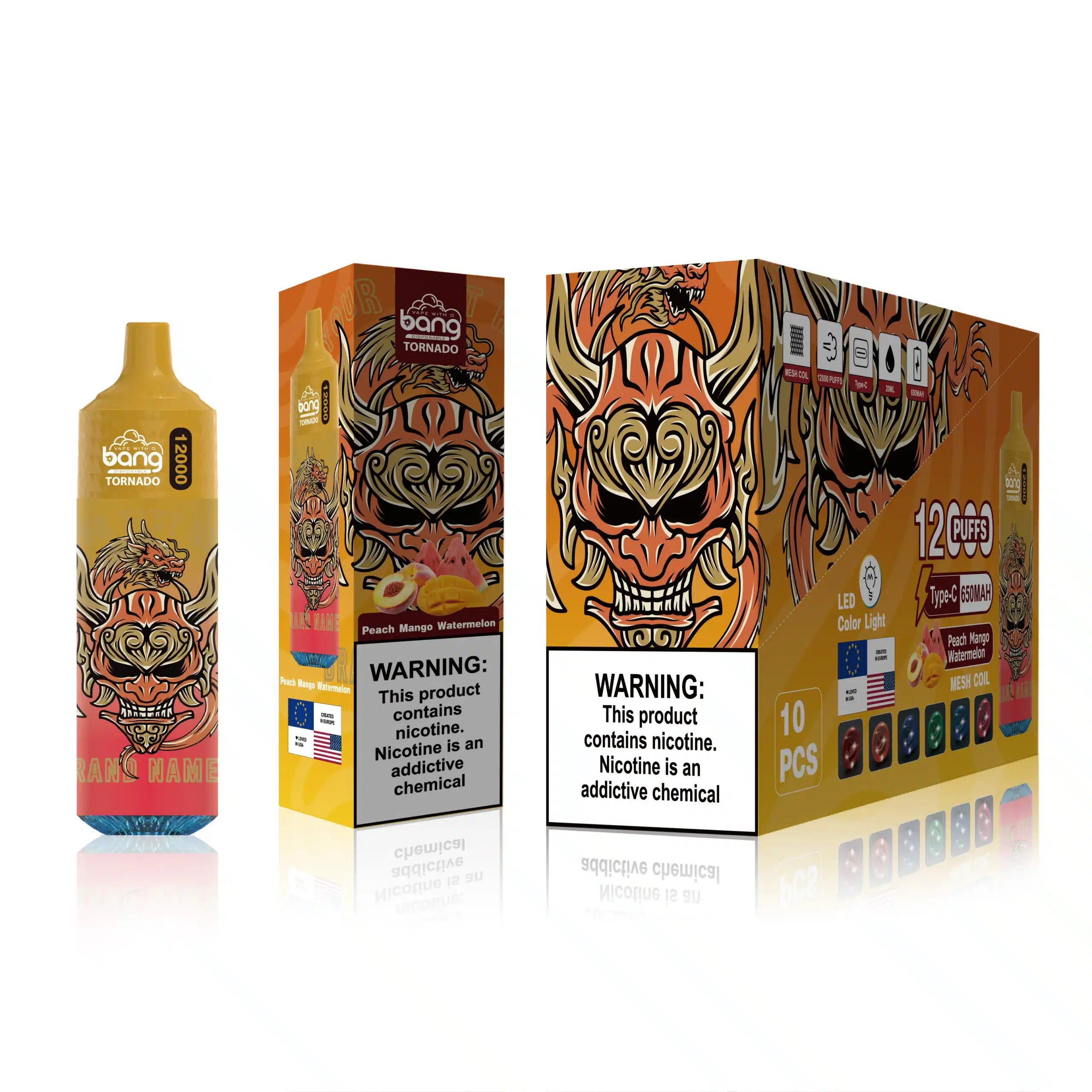 Grossiste Vape En Ligne J2D8124 | Bang Box pêche, mangue, pastèque 12000 bouffées