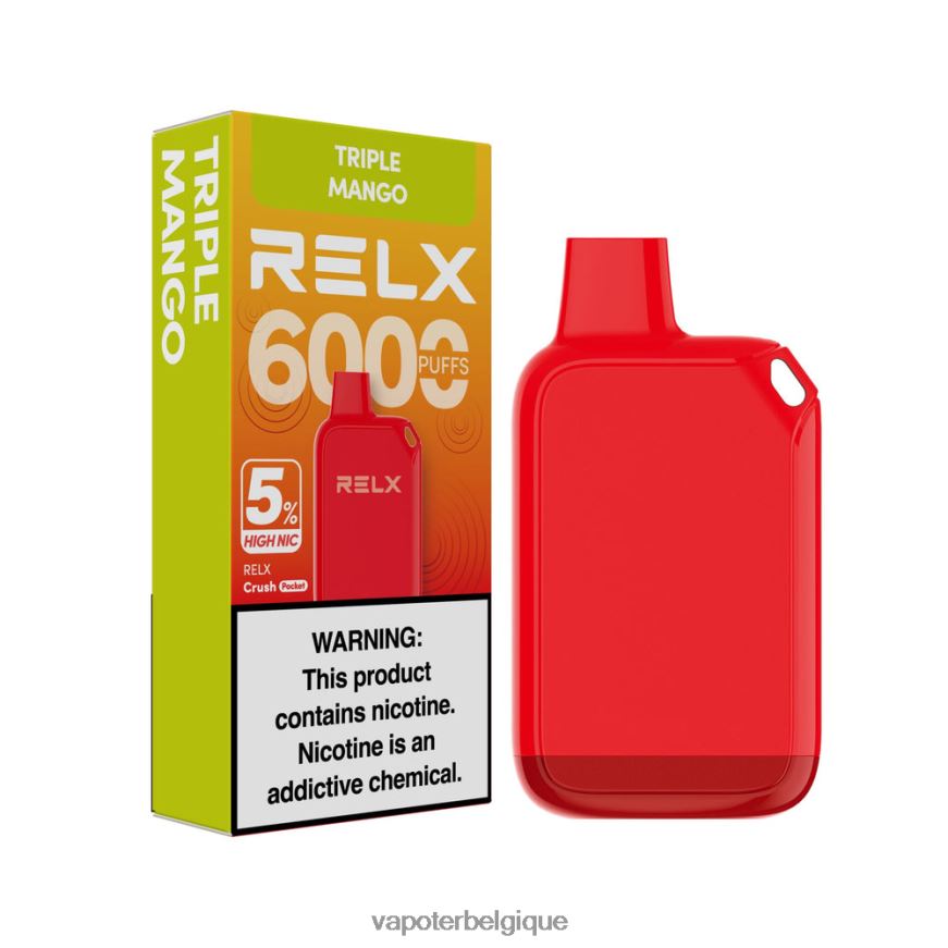 Cigarette Electronique Belgique H6B68X26 - triple mangue RELX Crush Pocket 6000 5 % de nic élevé