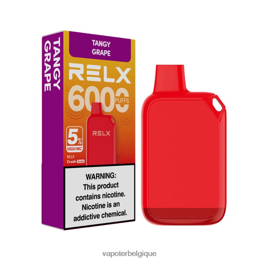Cigarette Electronique Bruxelles H6B68X27 - raisin acidulé RELX Crush Pocket 6000 5 % de nic élevé