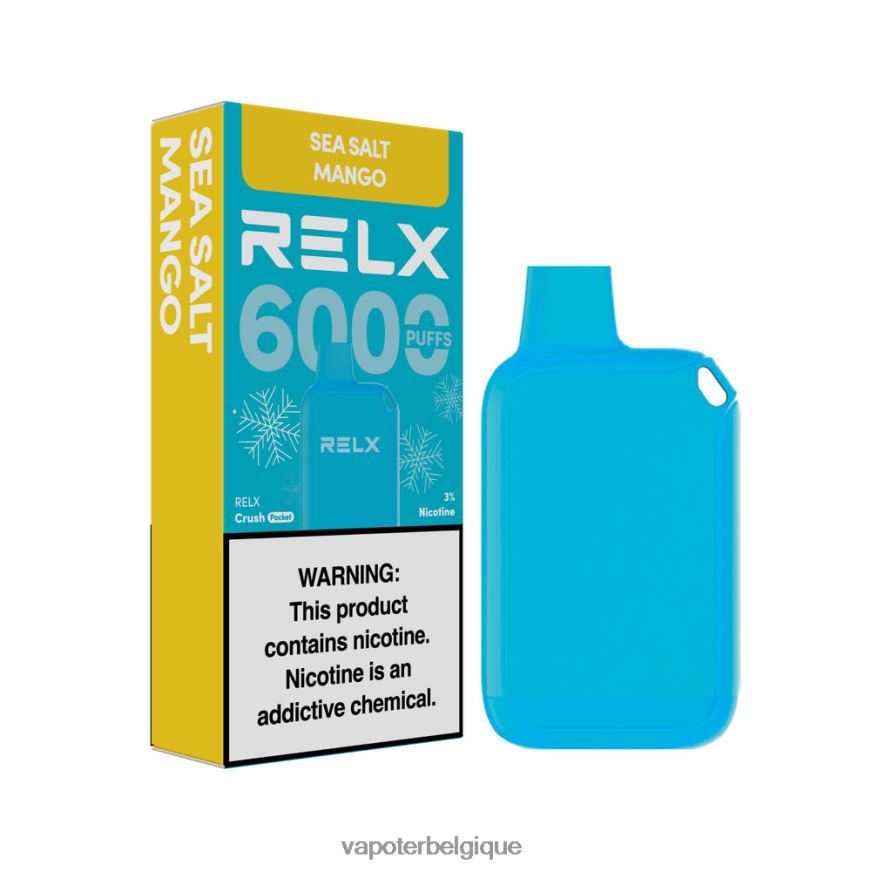 Grossiste Vape En Ligne H6B68X13 - mangue au sel de mer RELX Crush Pocket 6000 glacé
