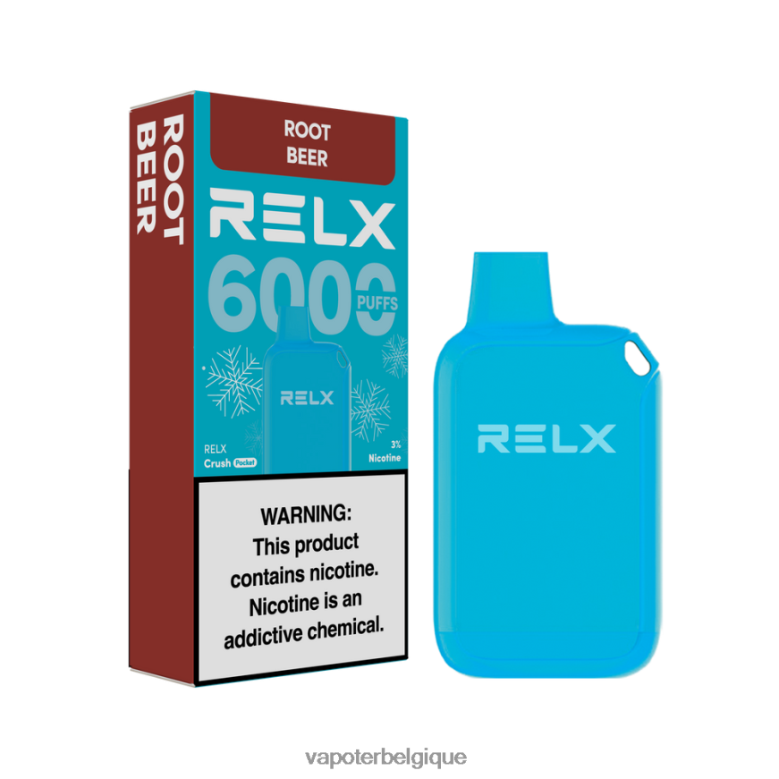 Vapoter Belgique H6B68X20 - bière de racine RELX Crush Pocket 6000 glacé