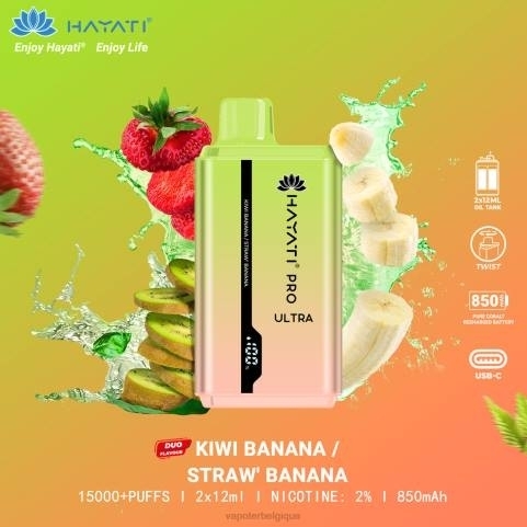 Cigarette Electronique Jetable J2D8227 | Hayati Pro Ultra banane kiwi/banane fraise