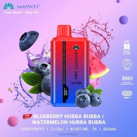 Vapoter Belgique J2D8222 | Hayati Pro Ultra Hubba bubba aux bleuets/hubba bubba à la pastèque