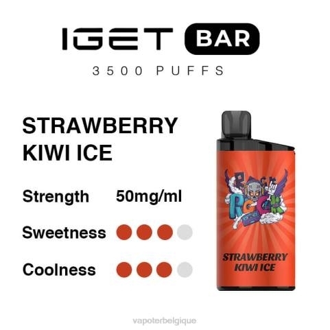 Cigarette Electronique Sans Nicotine J2D890 | IGET BAR glace fraise kiwi 3500 5% de nicotine