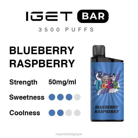 Vapoter Belgique J2D892 | IGET BAR myrtille framboise 3500 5% de nicotine