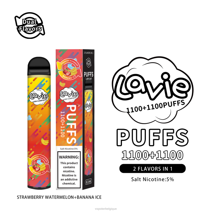 LAVIE BAR Switch 2200 bouffées 6J6R295 | Cigarette Electronique Jetable glace fraise pastèque/banane