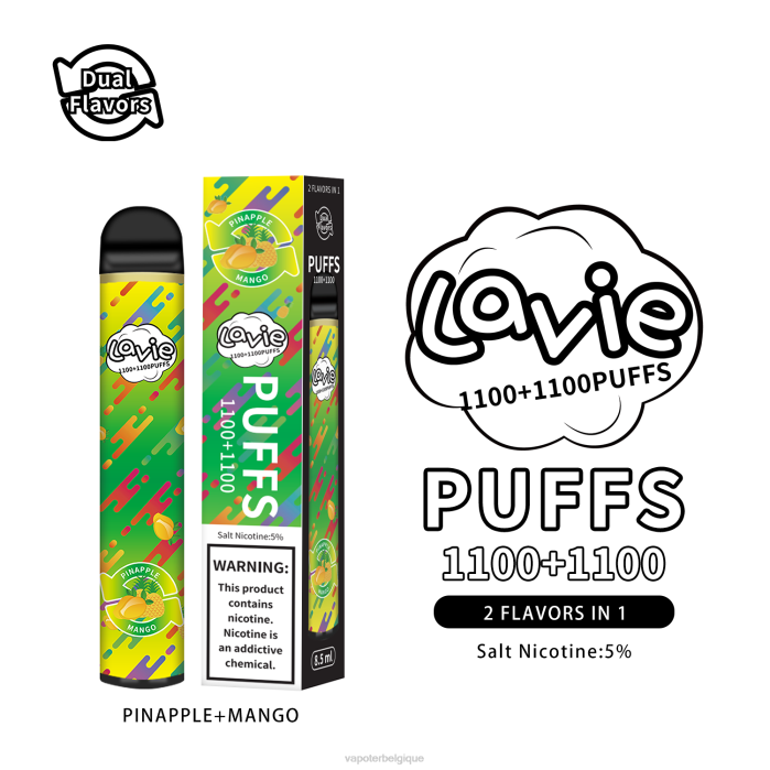 LAVIE BAR Switch 2200 bouffées 6J6R296 | Cigarette Electronique Belgique ananas/mangue