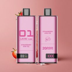 Lavie Cube 20000 Puffs Vape Jetable Fraise Kiwi Glacé avec 28ML de Liquide et Port de Chargement Type C