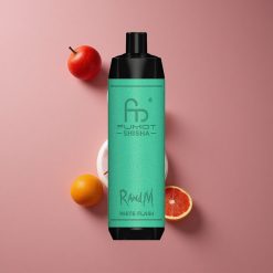 RandM Fumot Shisha 10000 Puffs Vape Jetable Flash Blanc avec Indicateur LED et 18ml E-liquide Prérempli