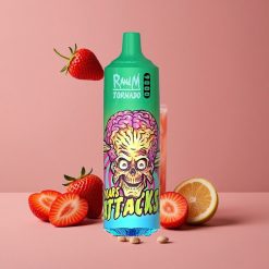 RandM Fumot Tornado 9000 Puffs Fraise Citronnée avec Affichage RGB et Bobine Mesh