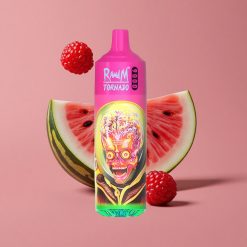 RandM Fumot Tornado 9000 Puffs Framboise Pastèque Batterie 850 mAh Rechargeable Ecran RGB