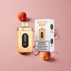 Razz Bar 50K Bouffées Vape Jetable Pêche Glacée et Framboise avec Bobine Mesh 1.0 Ohm et Batterie 650 Mah