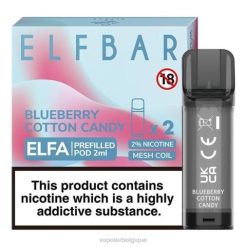 Vape En Gros J2D8331 | ELFBAR Elfa barbe à papa aux bleuets dosette préremplie - 2 ml - 20 mg (paquet de 2)