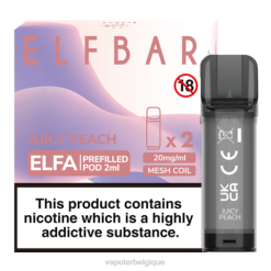 Vapoter Belgique J2D8332 | ELFBAR Elfa pêche juteuse dosette préremplie - 2 ml - 20 mg (paquet de 2)